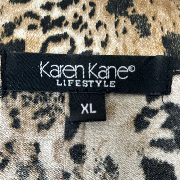 Karen Kane Leopard Print Silky Wrap Blouse, Size XL - Picture 2 of 6